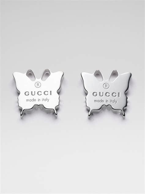 gucci sterling silver butterfly earrings|gucci g motif earrings.